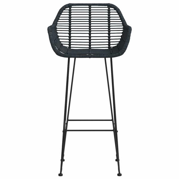 Barstuhl 2 Stk. Schwarz 55 x 52 x 105 cm Rattan und Eisen