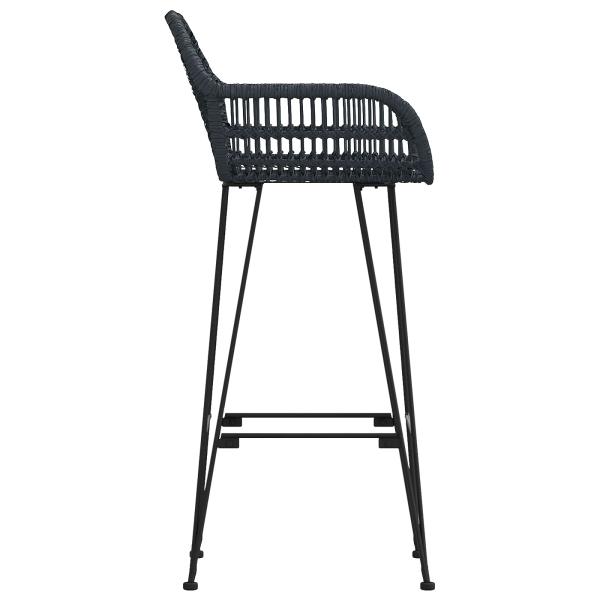 Barstuhl 2 Stk. Schwarz 55 x 52 x 105 cm Rattan und Eisen