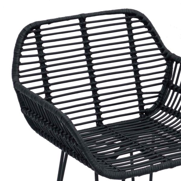 Barstuhl 2 Stk. Schwarz 55 x 52 x 105 cm Rattan und Eisen