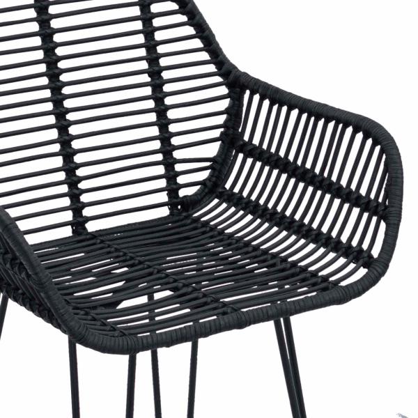Barstuhl 2 Stk. Schwarz 55 x 52 x 105 cm Rattan und Eisen