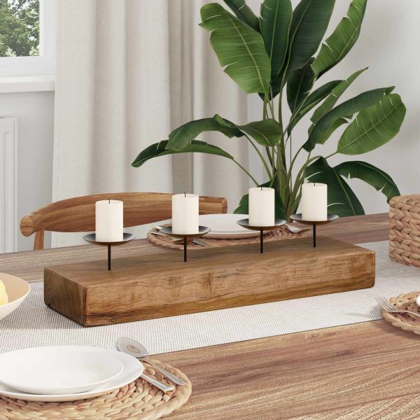 ARDEBO.de - Kerzenhalter Natur 50 x 15 x 10 cm Massivholz Teak