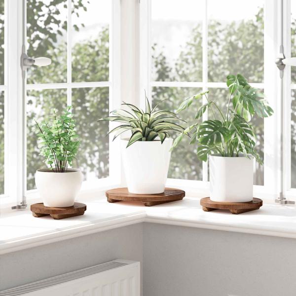 Pflanzenhocker 3 Stk. Natur 29 x 29 x 3,5 cm Mahagoni Holz