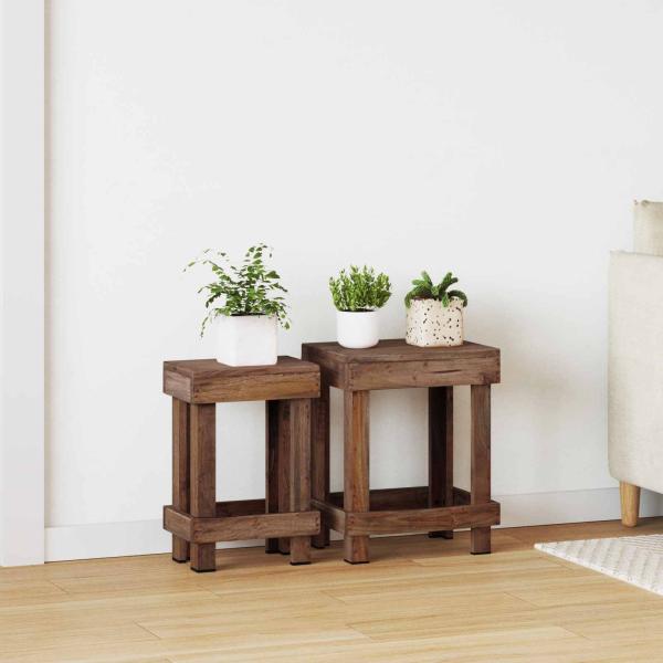 ARDEBO.de - Pflanzenständer 2 stk. Braun 70 x 11 x 27 cm Mahagoni Holz