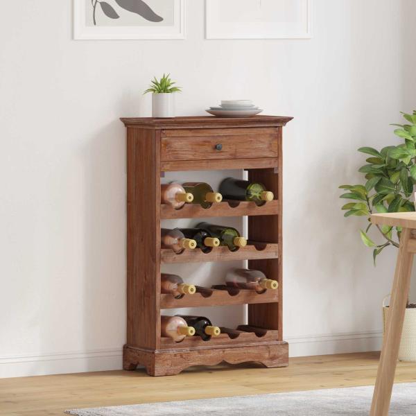 ARDEBO.de - Weinregal 55 x 23 x 85 cm Massives Mahagoni Holz