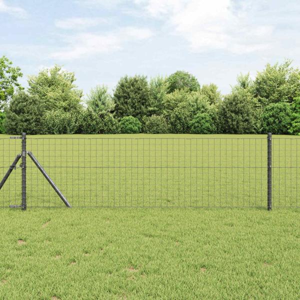 ARDEBO.de - Zaunpfosten 12 Stk. Grau 90 cm Pulverbeschichteter Stahl