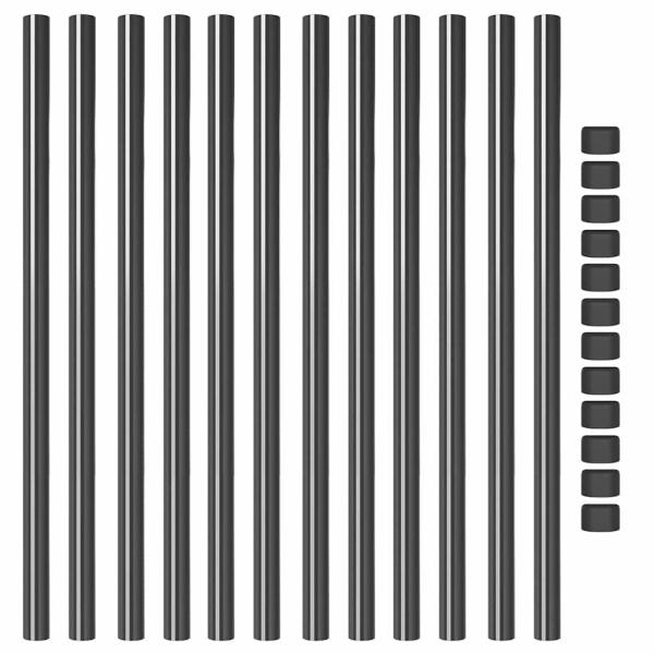 Zaunpfosten 12 Stk. Grau 110 cm Pulverbeschichteter Stahl