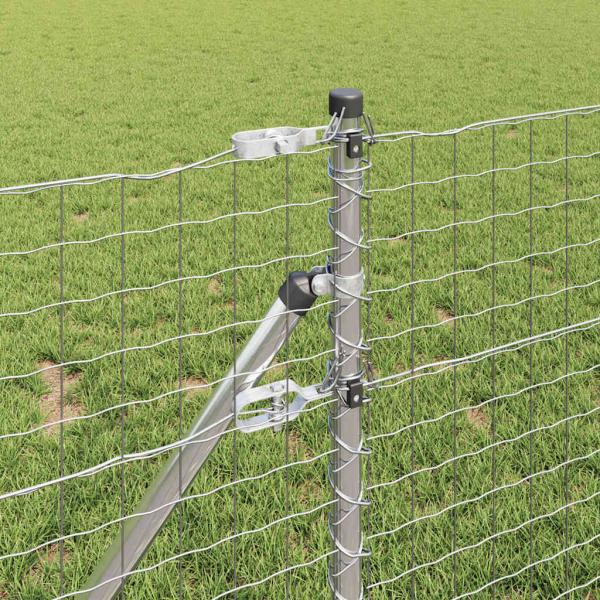 Zaunpfosten 12 Stk. Silber 60 cm Pulverbeschichteter Stahl