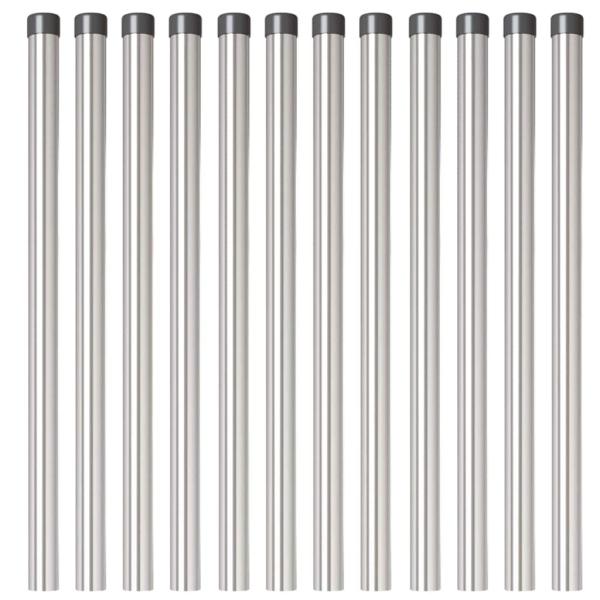 Zaunpfosten 12 Stk. Silber 60 cm Pulverbeschichteter Stahl
