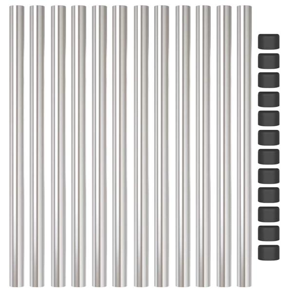 Zaunpfosten 12 Stk. Silber 60 cm Pulverbeschichteter Stahl