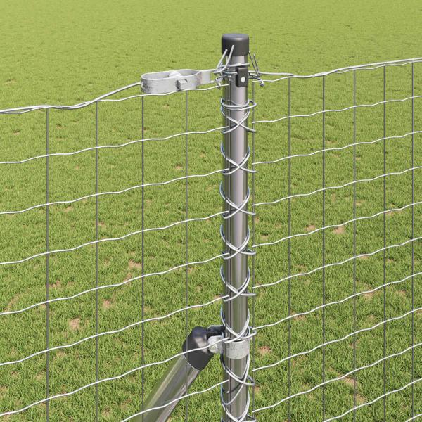Zaunpfosten 2 Stk. Silber Pulverbeschichteter Stahl