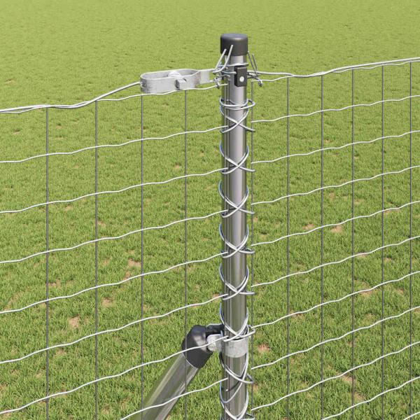 Zaunpfosten 2 Stk. Silber Pulverbeschichteter Stahl