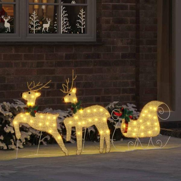 LED Rentiere 3 Stk. Warmes Weiß 43 x 18 x 66 cm Stoff LEDs