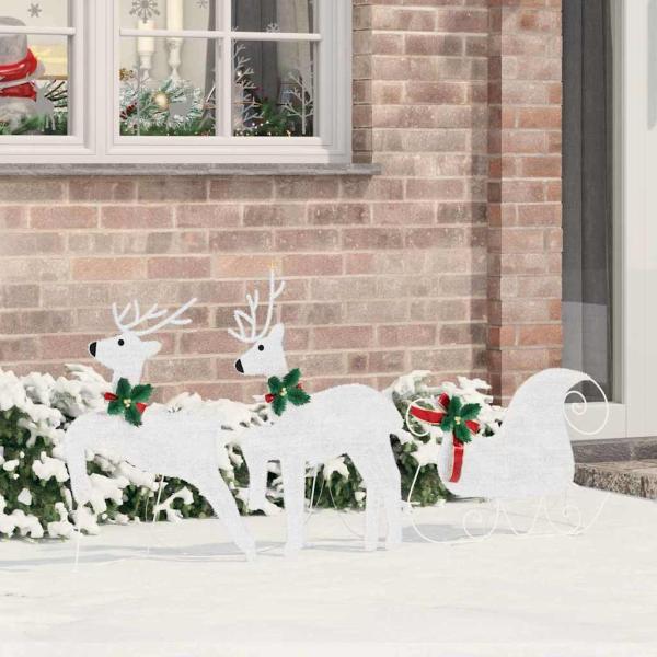 ARDEBO.de - LED Rentiere 3 Stk. Kaltweiß 43 x 18 x 66 cm Stoff LEDs