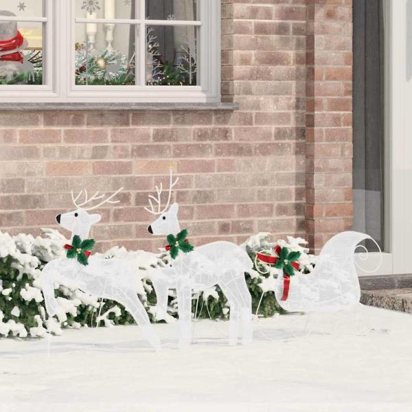 ARDEBO.de - LED Rentiere 3 Stk. Kaltweiß 43 x 18 x 66 cm Stoff LEDs