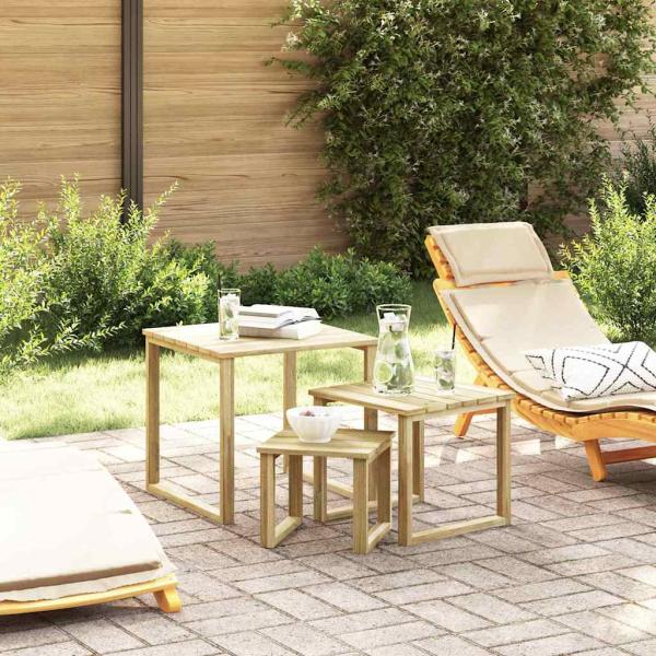 ARDEBO.de - Tisch 3 pcs Natur Imprägniertes Kiefernholz