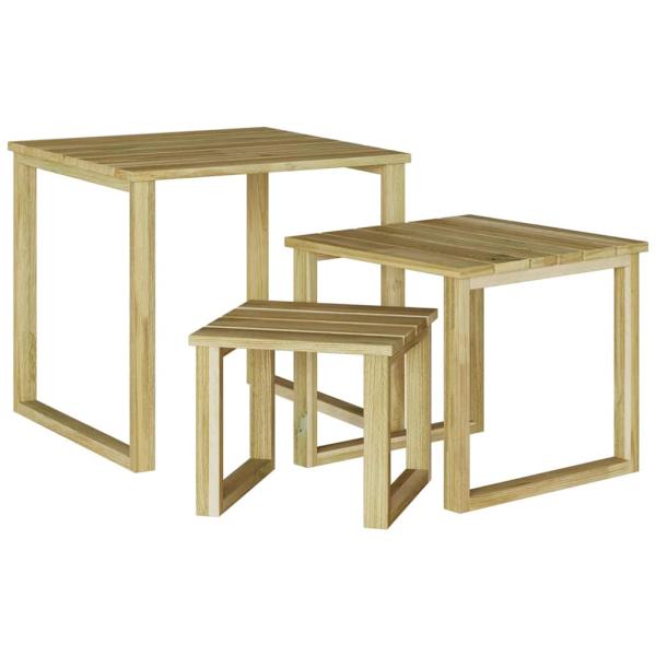 Tisch 3 pcs Natur Imprägniertes Kiefernholz