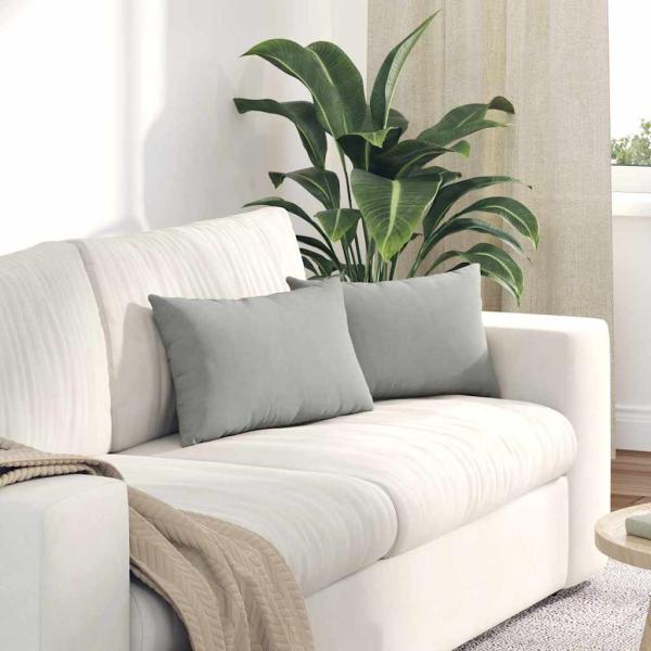 ARDEBO.de - Sofakissen 2 stk. Stoff Hellgrau 50 x 30 cm