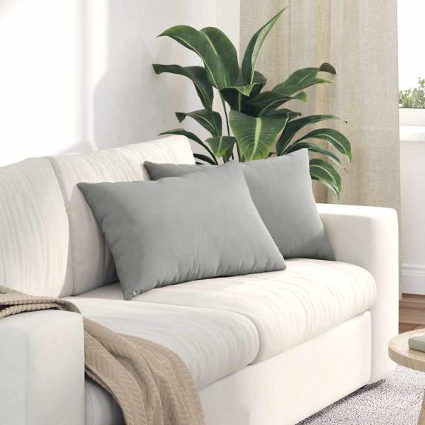 ARDEBO.de - Sofakissen 2 stk. Stoff Hellgrau 60 x 40 cm