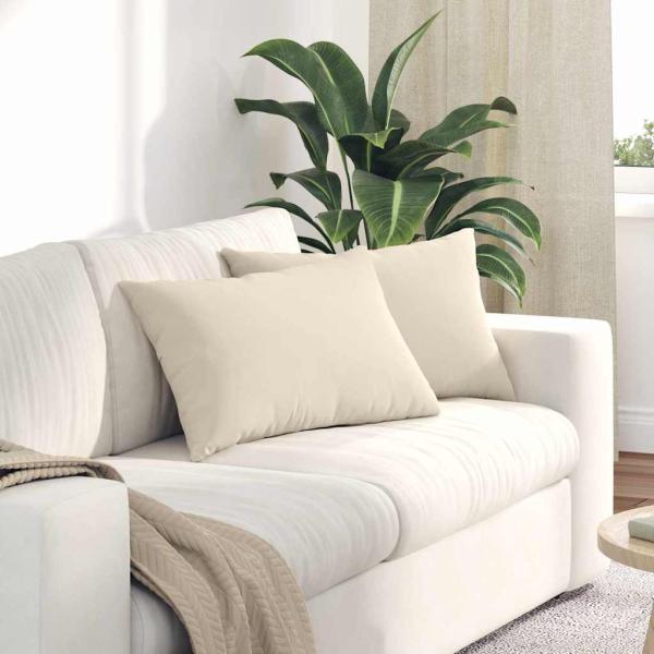 ARDEBO.de - Sofakissen 2 stk. Stoff Beige 60 x 40 cm