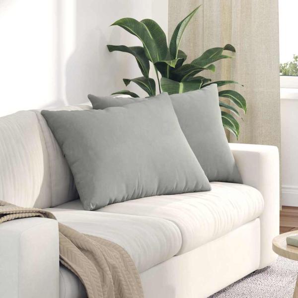 ARDEBO.de - Sofakissen 2 stk. Stoff Hellgrau 70 x 50 cm