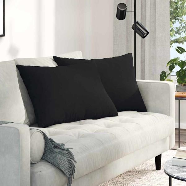ARDEBO.de - Sofakissen 2 stk. Stoff Schwarz 70 x 50 cm