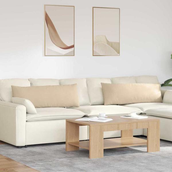 ARDEBO.de - Sofakissen 2 stk. Stoff Creme 120 x 40 cm