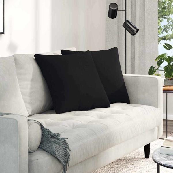 ARDEBO.de - Sofakissen 2 stk. Stoff Schwarz 50 x 50 cm