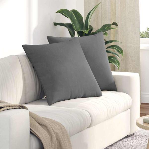 ARDEBO.de - Sofakissen 2 stk. Stoff Dunkelgrau 60 x 60 cm
