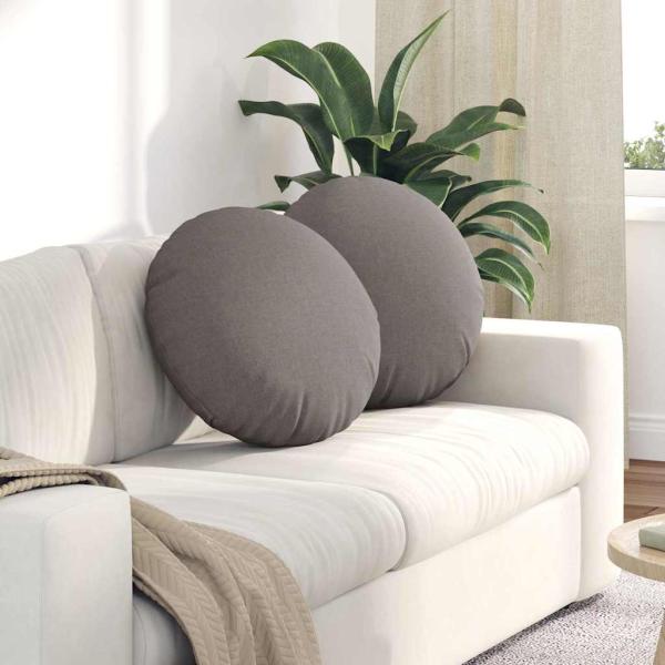 ARDEBO.de - Sitzkissen 2 stk. Stoff Taupe Ø50 x 19 cm