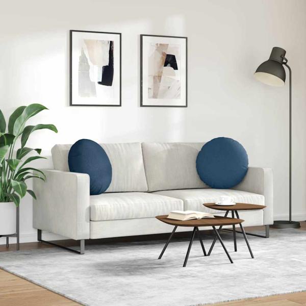 Sitzkissen 2 stk. Stoff Blau Ø50 x 19 cm
