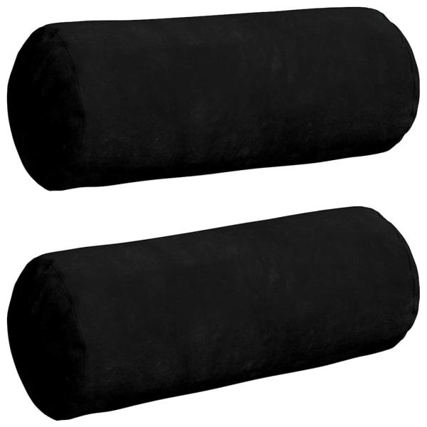 Bolsterkissen 2 Stück Schwarz Ø 15 x 40 cm Mikrofaserstoff