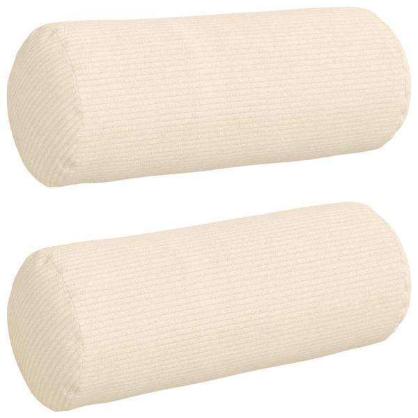 Bolsterkissen 2 Stück Creme Ø 15 x 40 cm Cordstoff