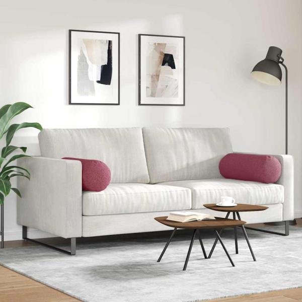 Bolsterkissen 2 stk. Stoff Weinrot Ø 25 x 70 cm