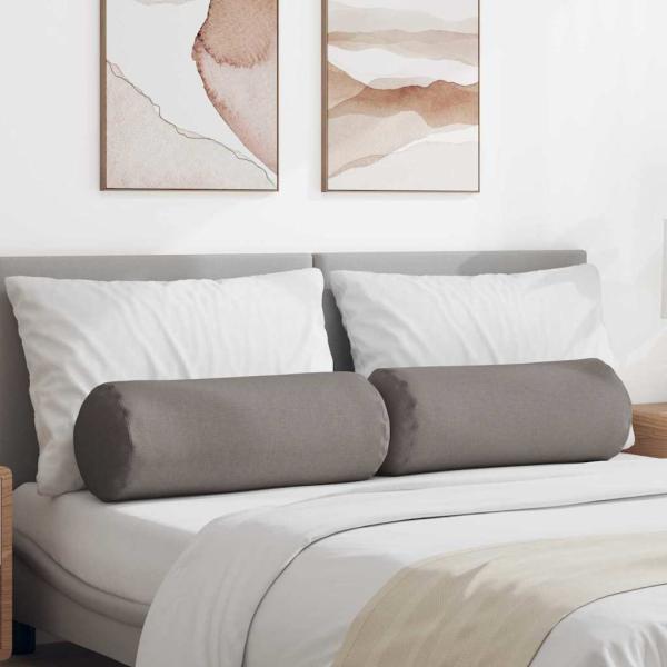 ARDEBO.de - Bolsterkissen 2 stk. Stoff Taupe Ø 25 x 70 cm