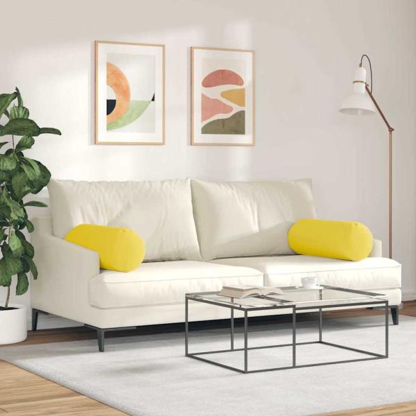 Bolsterkissen 2 stk. Stoff Helles Gelb Ø 25 x 70 cm