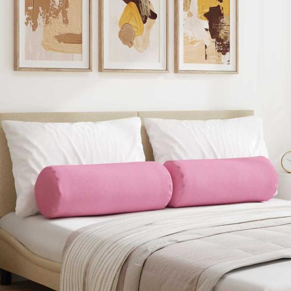 ARDEBO.de - Bolsterkissen 2 stk. Stoff Rosa Ø 25 x 70 cm
