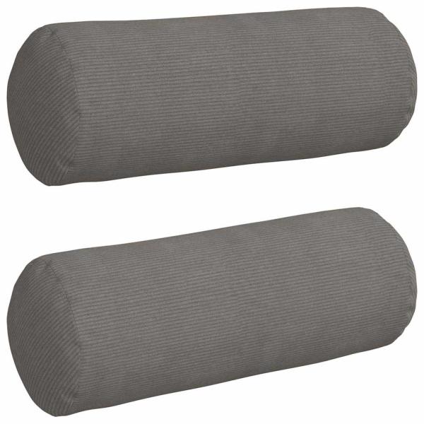 Bolsterkissen 2 Stück Hellgrau Ø 25 x 70 cm Cordstoff