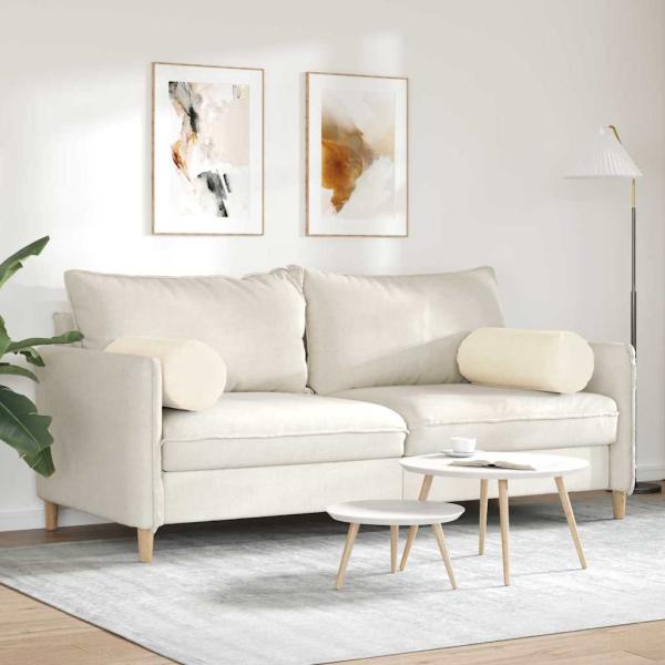 Bolsterkissen 2 Stück Creme Ø 25 x 70 cm Cordstoff