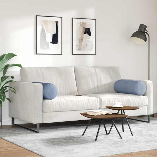 Bolsterkissen 2 Stück Blau Ø 25 x 70 cm Cordstoff