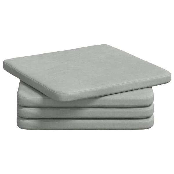 Sitzkissen 4 stk. Samt Hellgrau 40 x 40 x 3 cm