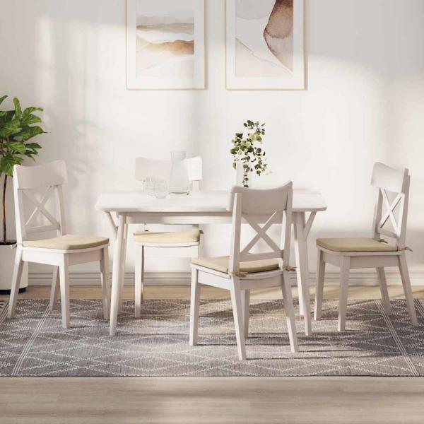 ARDEBO.de - Sitzkissen 4 Stk. Mikrofaserstoff Creme 40 x 40 x 3 cm