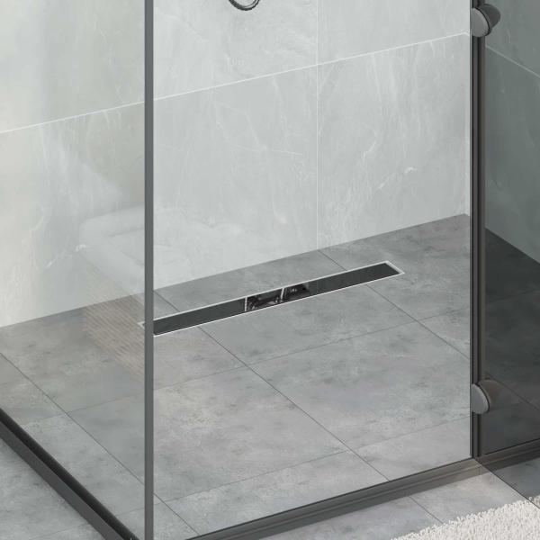 ARDEBO.de - Duschabfluss mit Glashülle und 360° Siphon Schwarz 60 cm