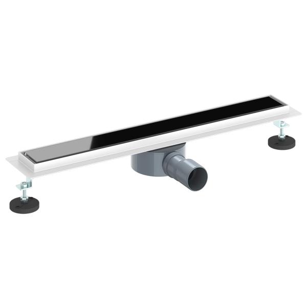 Duschabfluss mit Glashülle und 360° Siphon Schwarz 60 cm