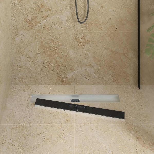 Duschabfluss mit Glashülle und 360° Siphon Schwarz 70 cm