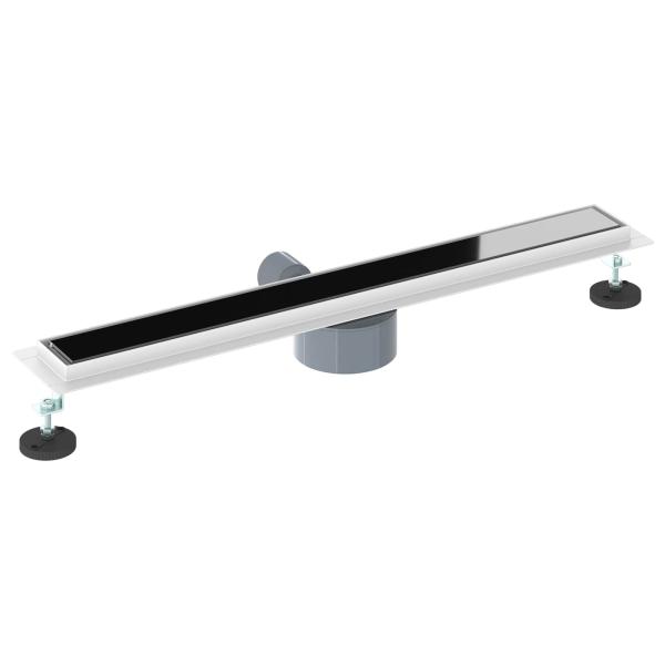 Duschabfluss mit Glashülle und 360° Siphon Schwarz 70 cm