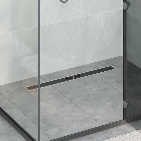 ARDEBO.de - Duschabfluss mit Glashülle und 360° Siphon Schwarz 80 cm