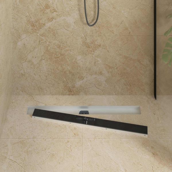 Duschabfluss mit Glashülle und 360° Siphon Schwarz 80 cm