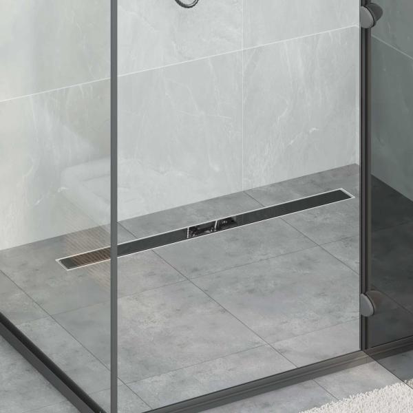 ARDEBO.de - Duschabfluss mit Glashülle und 360° Siphon Schwarz 90 cm