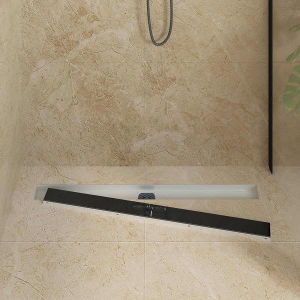 Duschabfluss mit Glashülle und 360° Siphon Schwarz 90 cm