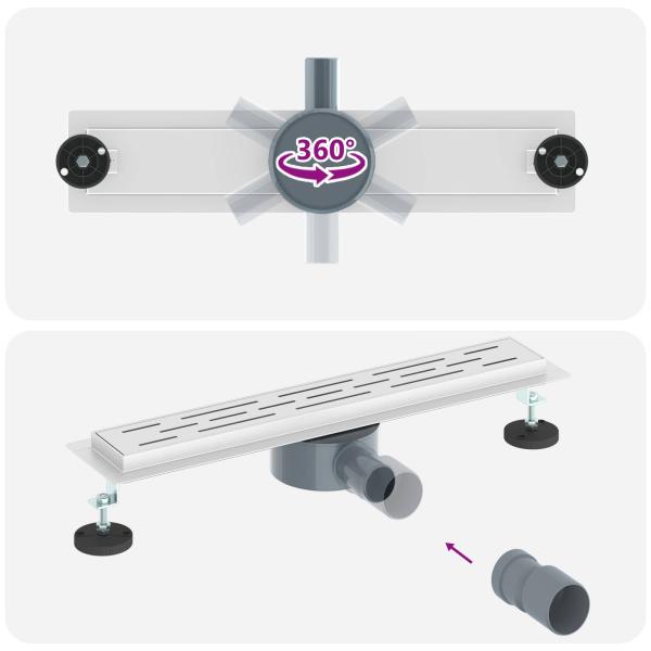Duschabfluss mit Glashülle und 360° Siphon Silber 50 cm